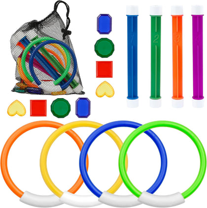 Pool Toys for Kids Ages 8-12 4-8, 16 PCS Pool Diving Toys for Kids Age 3-10, Summer Underwate Swimming Training