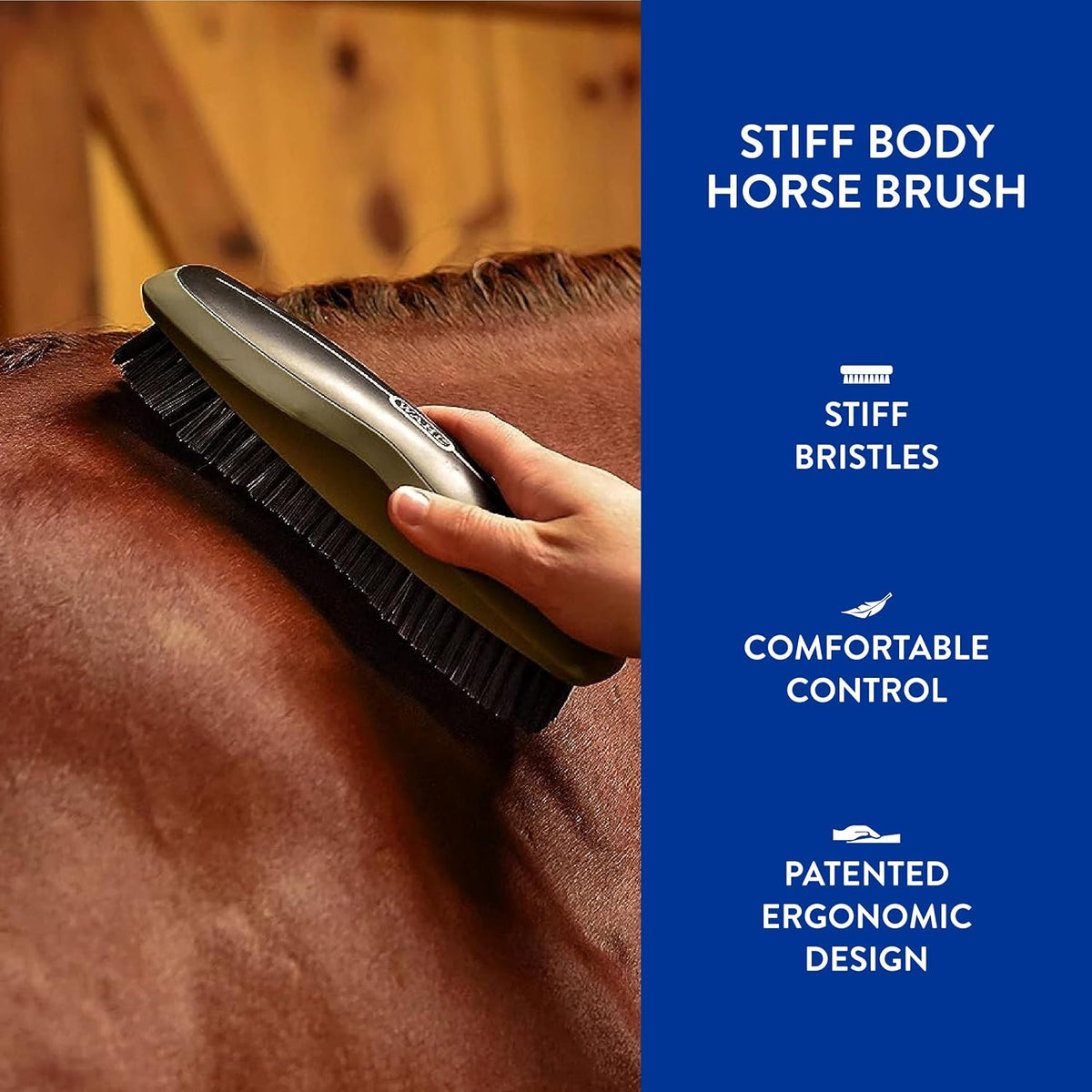 Professional Animal Equine Stiff Body Horse Brush, 858705, Black