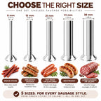 5-Size Sausage Stuffer Tubes, Stainless Steel, 52mm Base