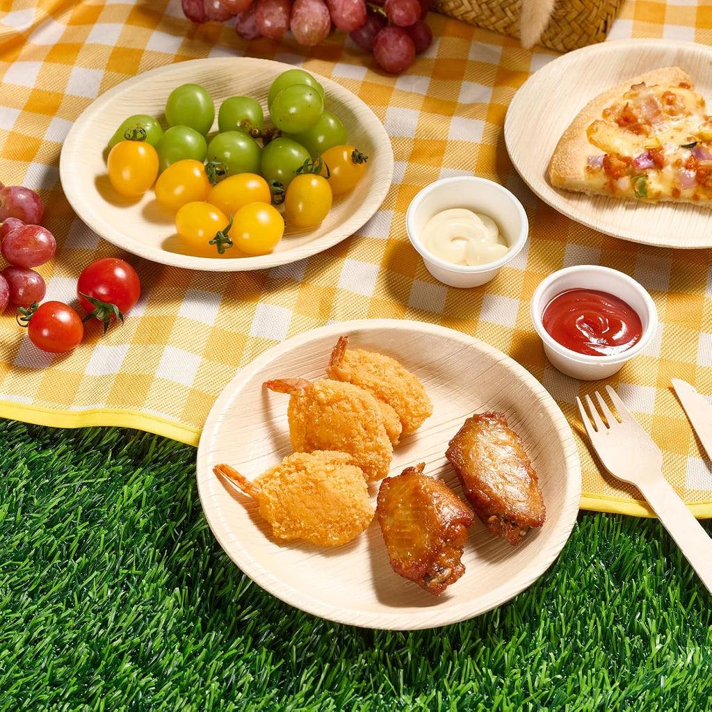 7.5 Inch Disposable Compostable Plate Like Bamboo Plate, 50 Pack