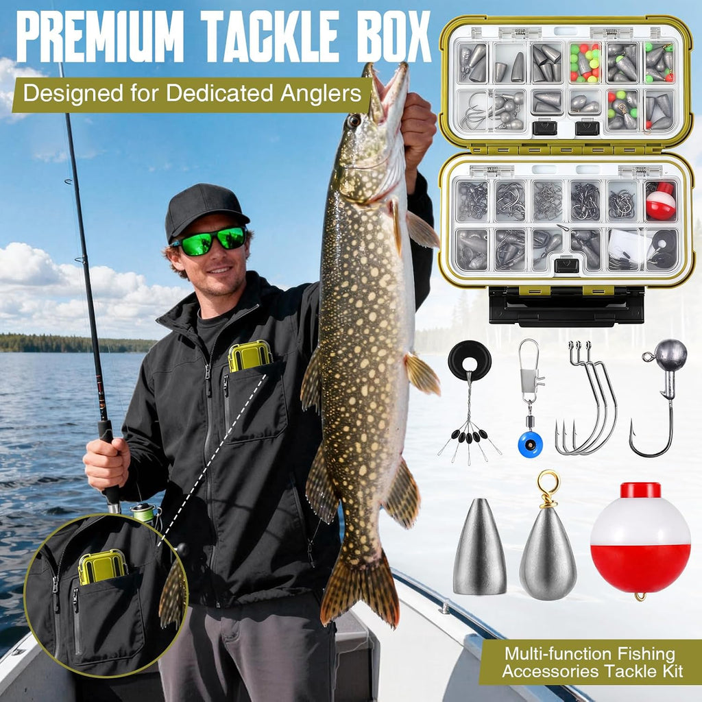 187/343pcs Fishing Accessories Kit, Organized Fishing Tackle Box with Tackle Included, Fishing Hooks, Fishing Weights