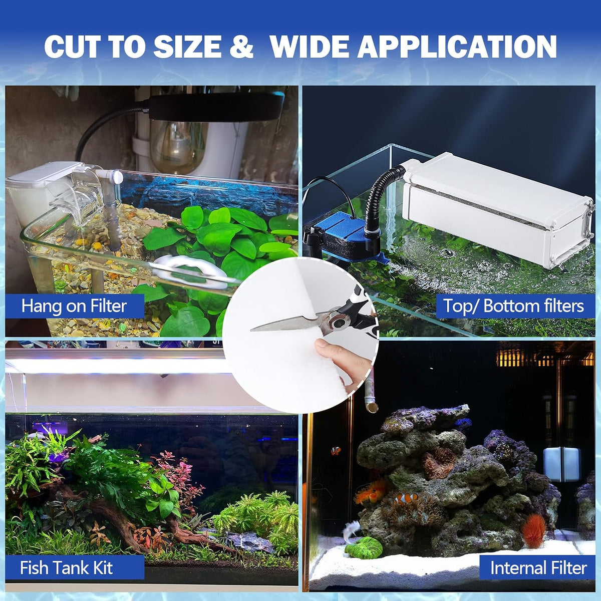 Aquarium Filter Floss, Cut to Fit for Tanks & Ponds, 6 Ft