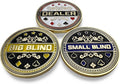 Set of 3 Metal Poker Buttons - Dealer Button, Big Blind and Small Blind | Metal poker position markers for Texas Hold