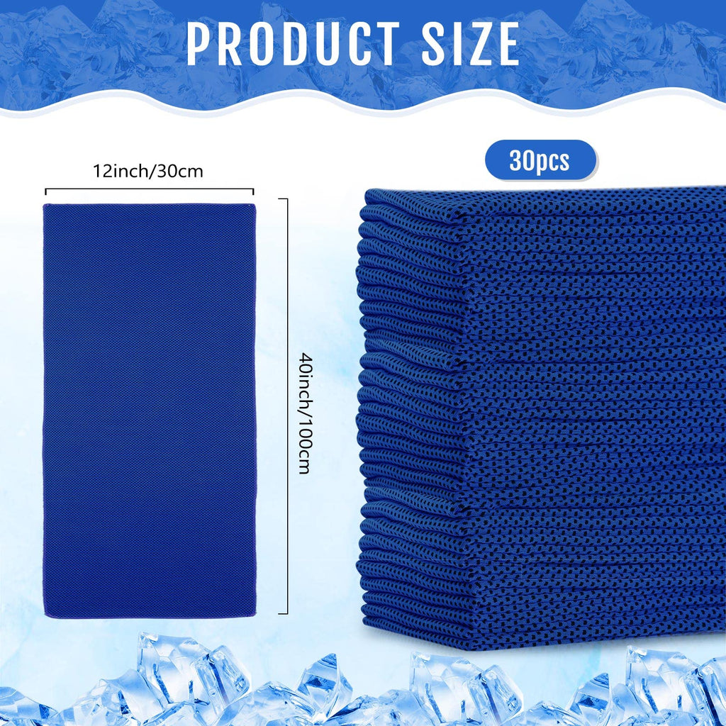 30 Pack Cooling Towels 40"x12", Dark Blue