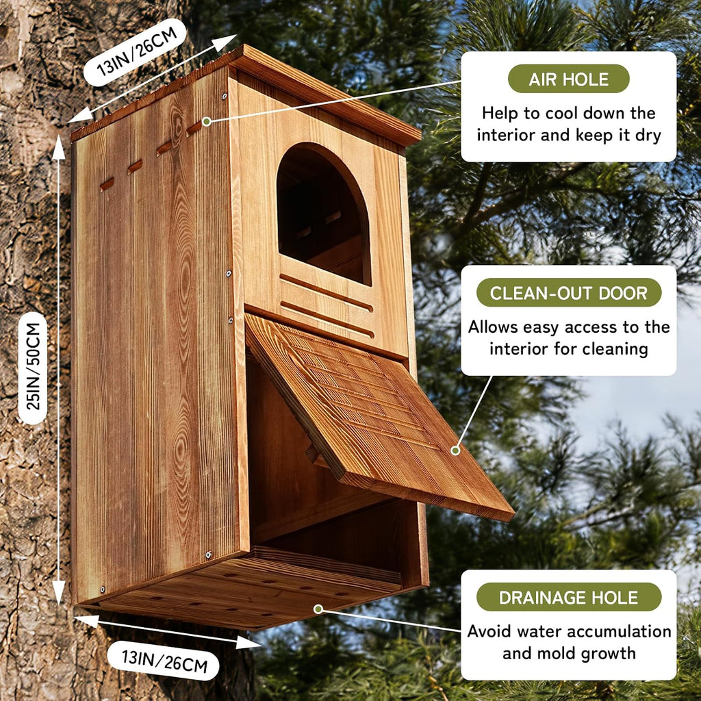 Barred Owl House, 25" Extra Large Owl Bird Box Handmade