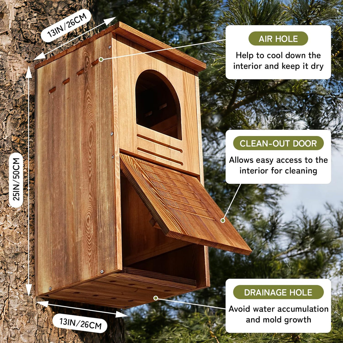 Barred Owl House, 25" Extra Large Owl Bird Box Handmade