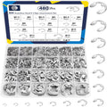 ZQZ E Clips Assortment Kit (M1.5-M15), 480 Pcs External Retaining Rings Set