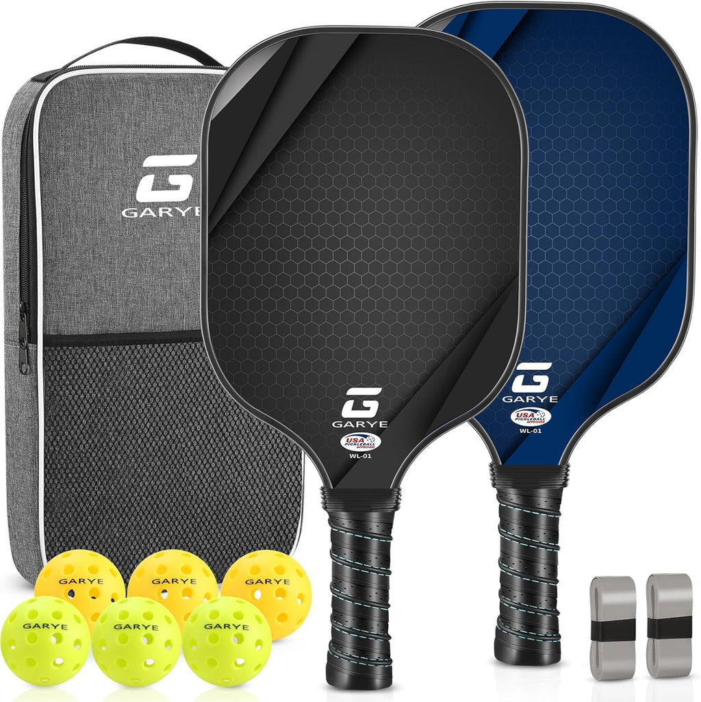 Pickleball Paddles Set of 2/4, USAPA Approved Carbon Fiber Pickleball Set, Lightweight Pickle Ball Rackets 2/4 Pack