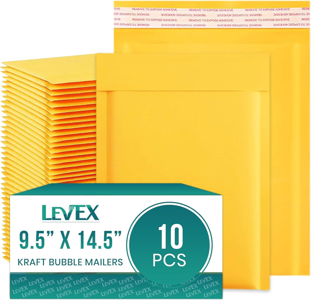#4 9.5" x 14.5" [10 Pack) Kraft Bubble Mailers, Padded Envelope Mailers, Packing Envelope & Mailing Bags for Shipping