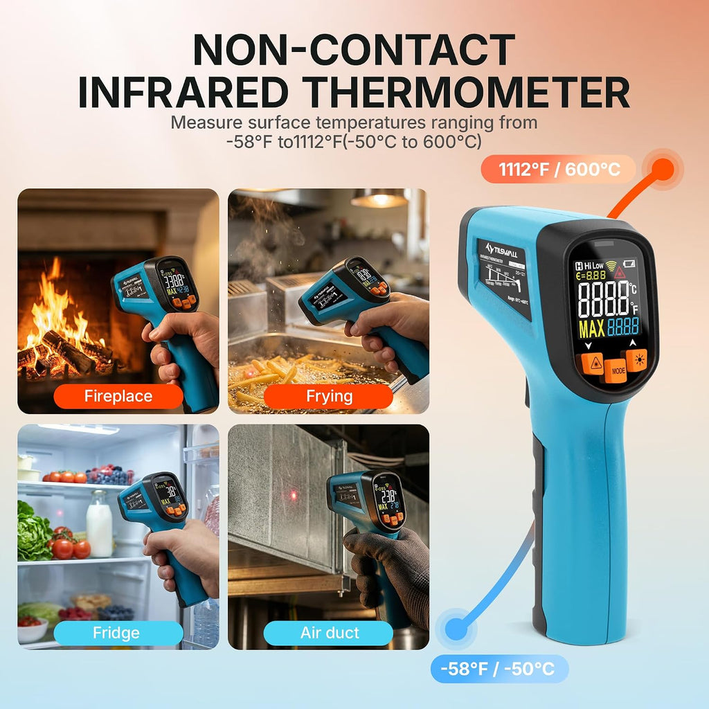 Infrared Thermometer, Laser Temperature Gun -58°F~1112°F, Blue