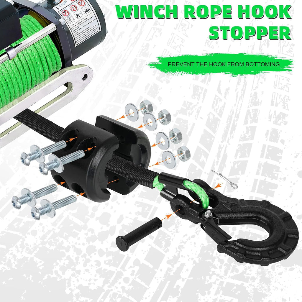 Synthetic Winch Rope,1/4" x 50 ft 10000Lbs Winch Rope Line, Synthetic Winch Cable with Protective Sleeve+Winch