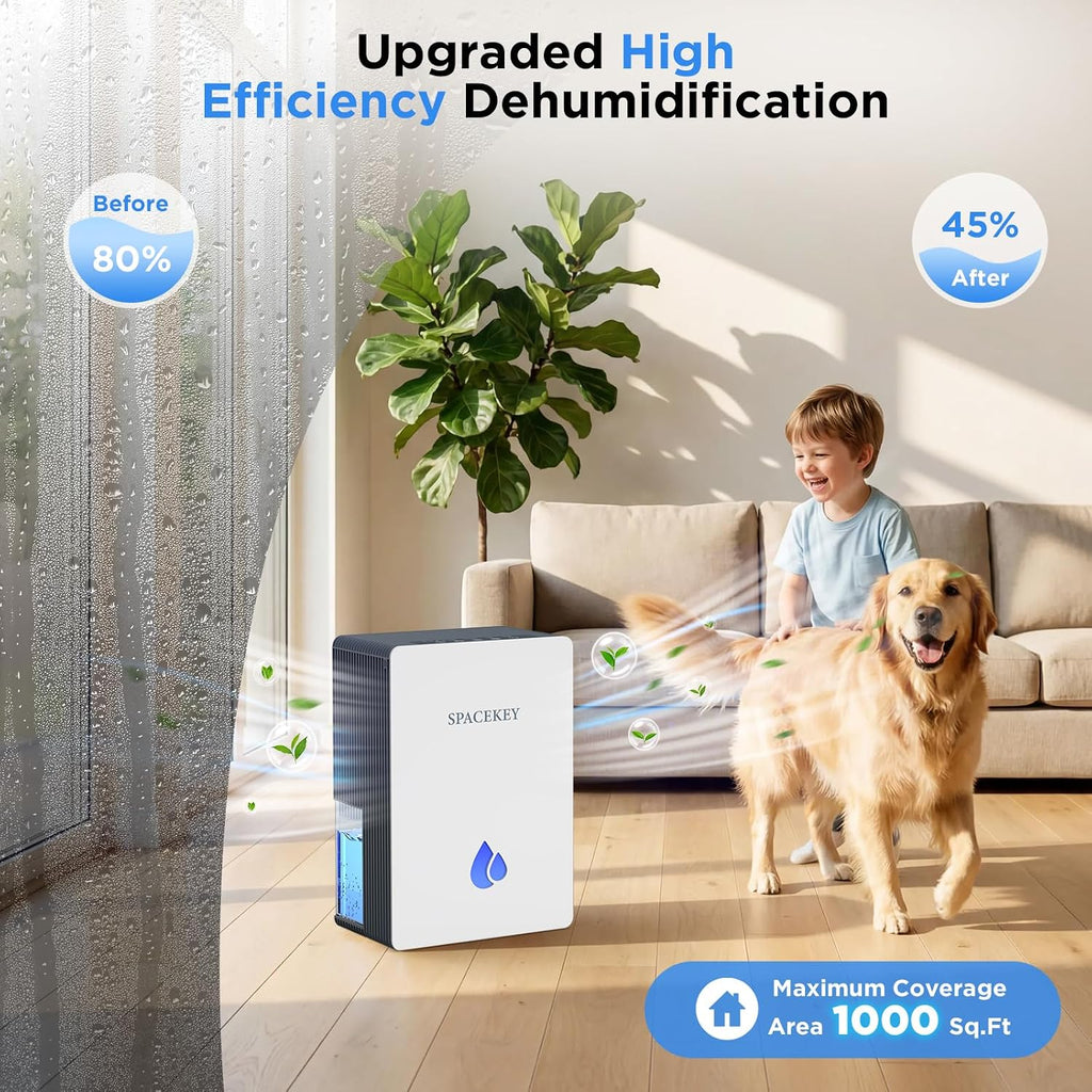 Dehumidifiers for Home, 95 OZ Water Tank Dehumidifier with Drain Hose, 1000 Sq.Ft Quiet Dehumidifiers for Bathroom
