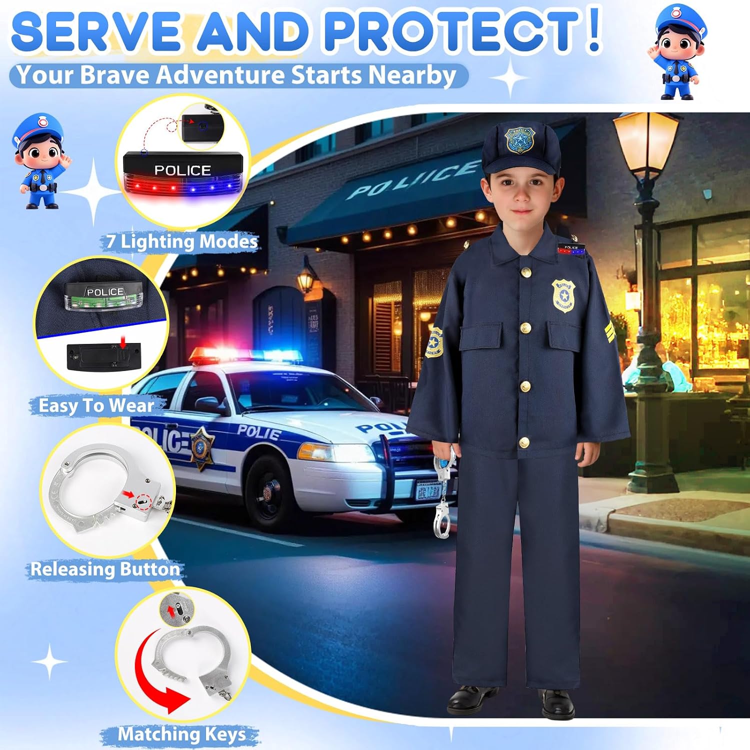Toddler Dress Up Clothes,4 In 1 Role Play Costumes for kids 3–8 | Includes Police, Doctor,Fireman,Engineer for kids