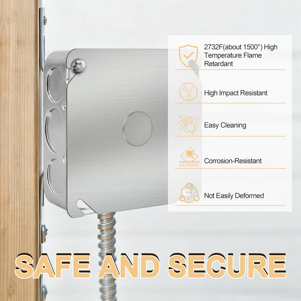1-Pack 4" Square Electrical Box with Cover - Galvanized Steel Junction Box