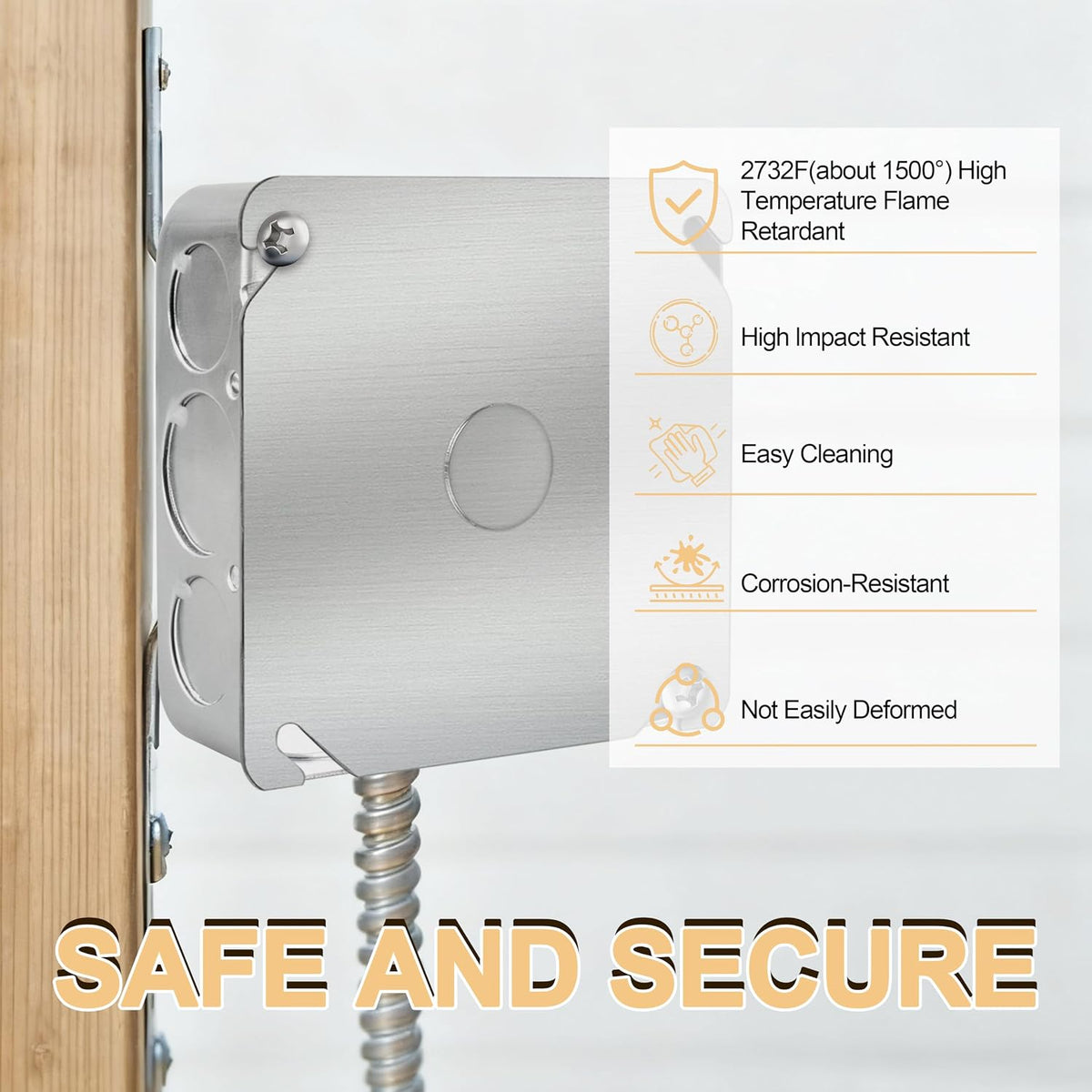 1-Pack 4" Square Electrical Box with Cover - Galvanized Steel Junction Box