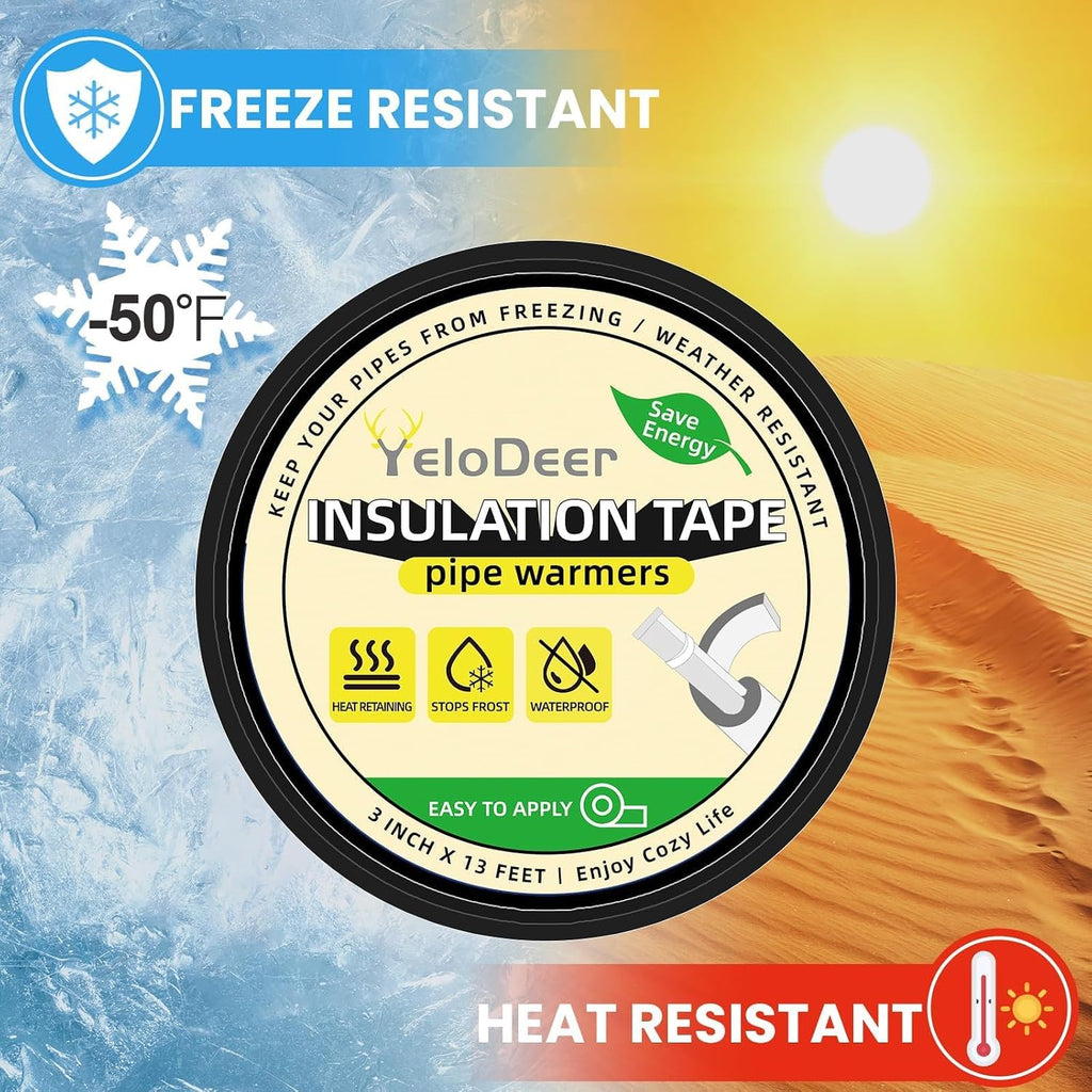 3 in X 13 Ft Pipe Insulation Wrap for Water Pipes | Foam Insulation Tape Self Adhesive Heat Tape, Outdoor AC Line