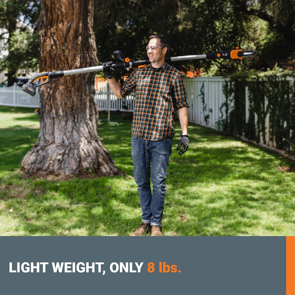 Cordless Pole Saw, 20V 8" Chainsaw, WG349.9 | Battery & Charger not Included, PowerShare, Up to 13.3 ft Reach; Weighs