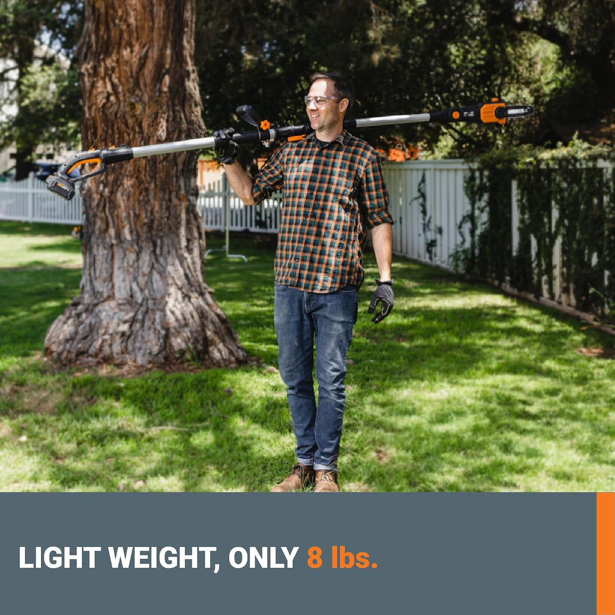Cordless Pole Saw, 20V 8" Chainsaw, WG349.9 | Battery & Charger not Included, PowerShare, Up to 13.3 ft Reach; Weighs