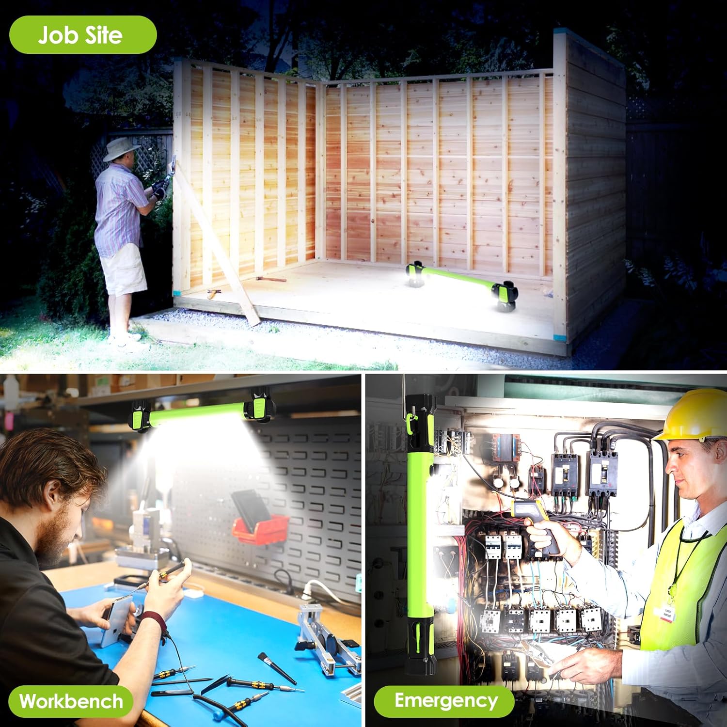 Work Light, 2500LM Bright LED Work Lights, 5200mAh Rechargeable Magnetic Underhood Work Light with Hooks, Cordless