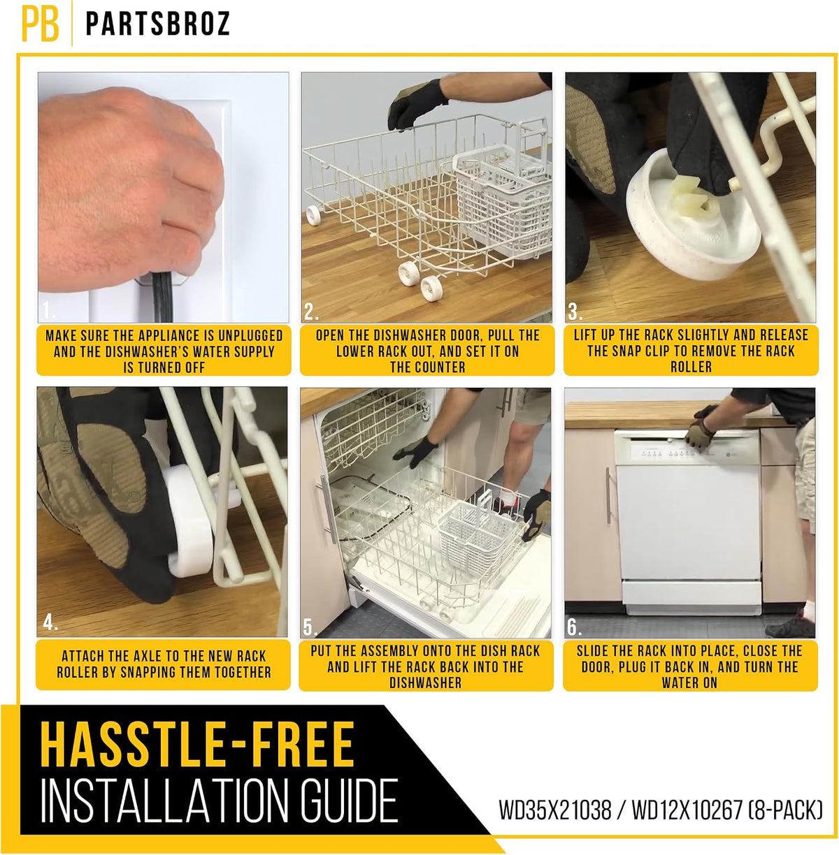 Dishwasher Lower Rack Wheel for General Electric GE GSD6200G00BB