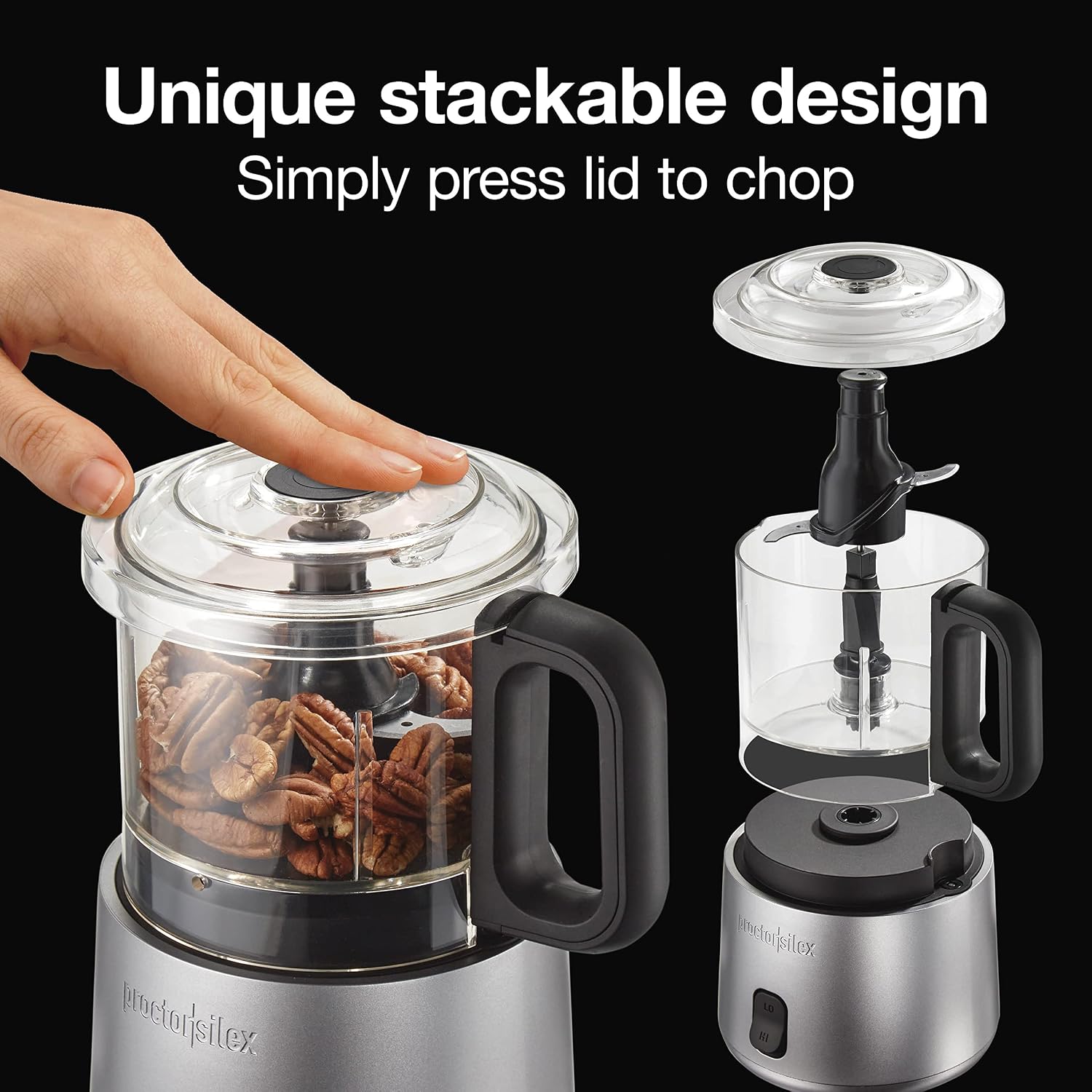 Durable Electric Vegetable Chopper & Mini Food Processor | 3.5 Cup Bowl | 2 Speeds For Chopping, Puree & Emulsify |