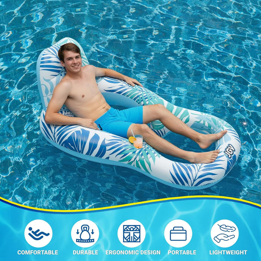 Pool Floats for Adults,Inflatable Chair Lounger Floaties with Drink Holder,Travel Pool Beach Lake Swim Inflatables
