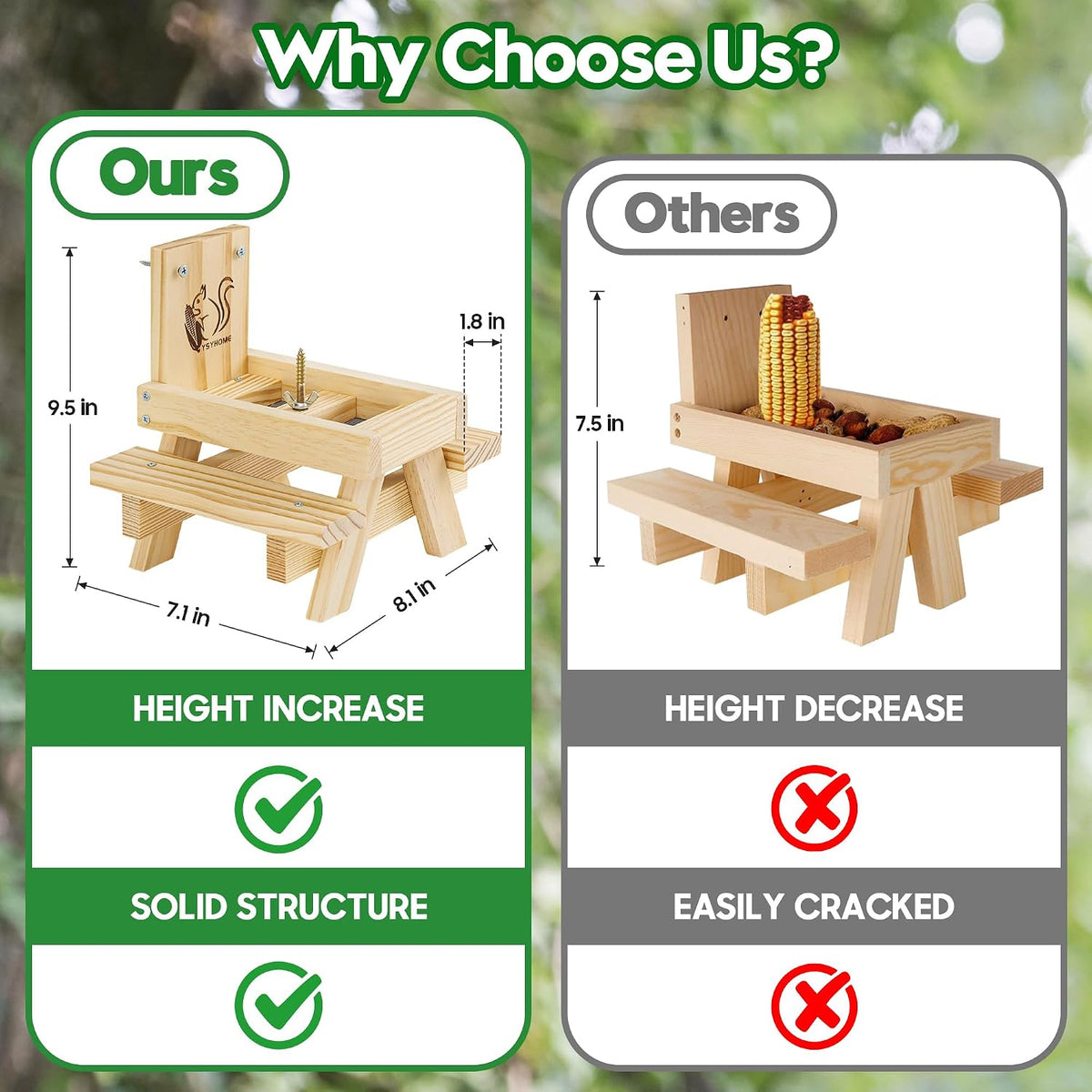Squirrel Feeder for Outside,Funny Squirrel Picnic Table Feeder