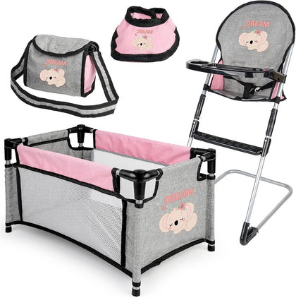 Baby Doll Accessories Baby Doll Crib High Chair Diaper Bag Nursery Playset Baby Doll Furniture Set Pretend Play Role