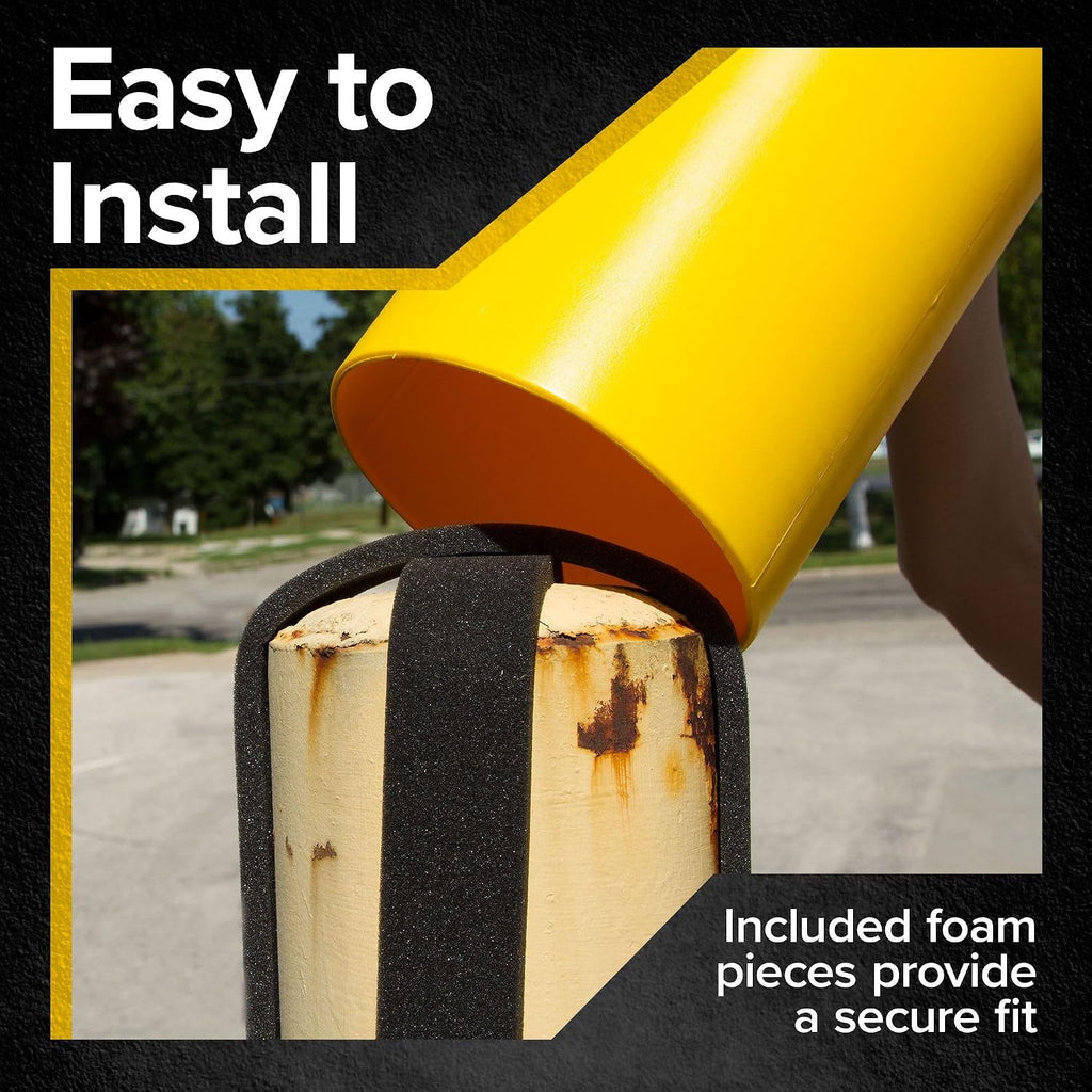 5" Diameter Safety Bollard Covers for 4.5" Dia. Bollards | HDPE post sleeves with red reflective stripes