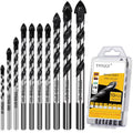 10-Piece Masonry Drill Bit Set & Concrete Drill Bit Set, 7 Sizes, 1/8"-1/2" | Carbide Drill Bits for Tile, Ceramic