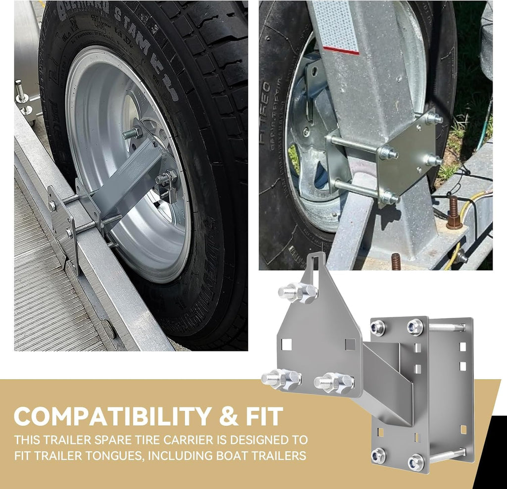 304 Stainless Steel Spare Tire Carrier,Spare Tire Mount Boat Trailer Carrier Bracket,Heavy Duty Lock Holder,Fits 4 &
