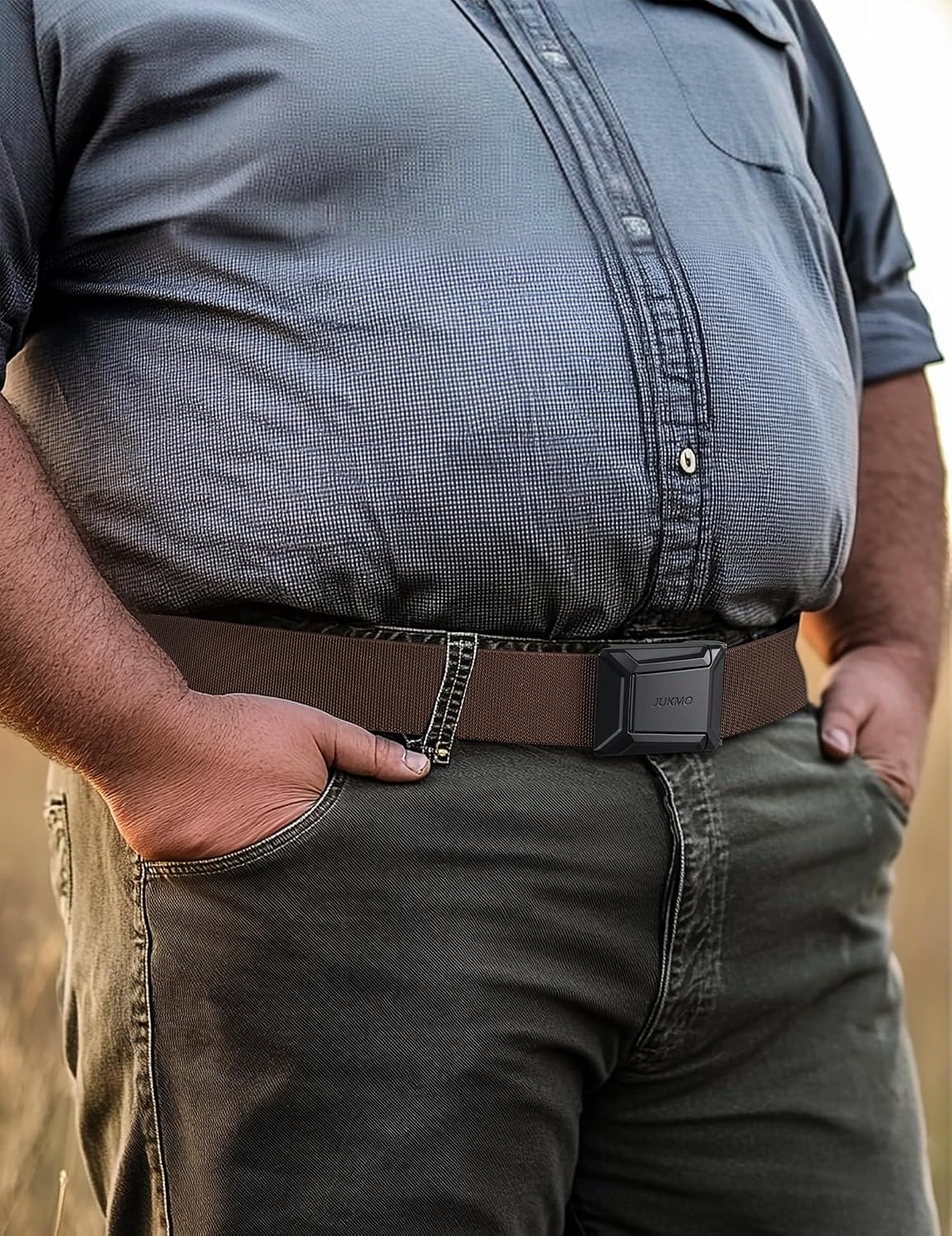 JUKMO 2 Pack Men's Stretch Tactical Belt, 1.5" Nylon Web with Flip Buckle