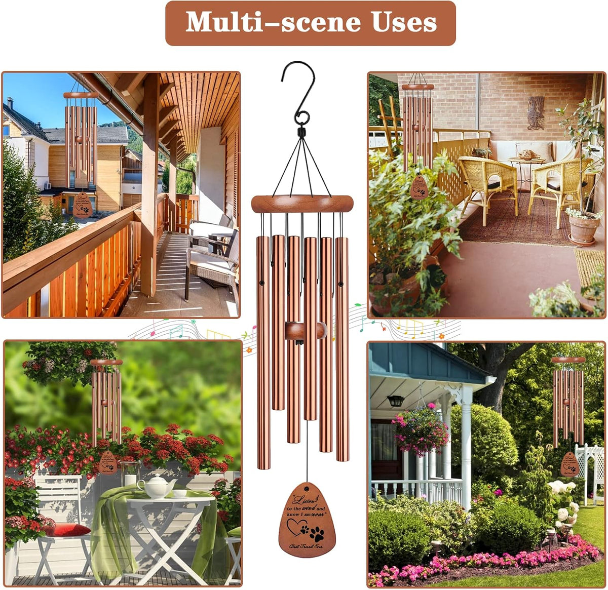 Pet Memorial Gifts for Dogs, 28" Pet Memorial Sympathy Wind Chimes