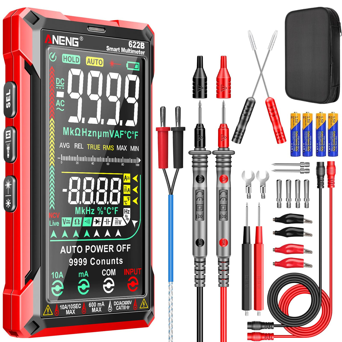 ANENG Digital Multimeter Tester,TRMS 9999 Counts Smart Auto-Range with NCV