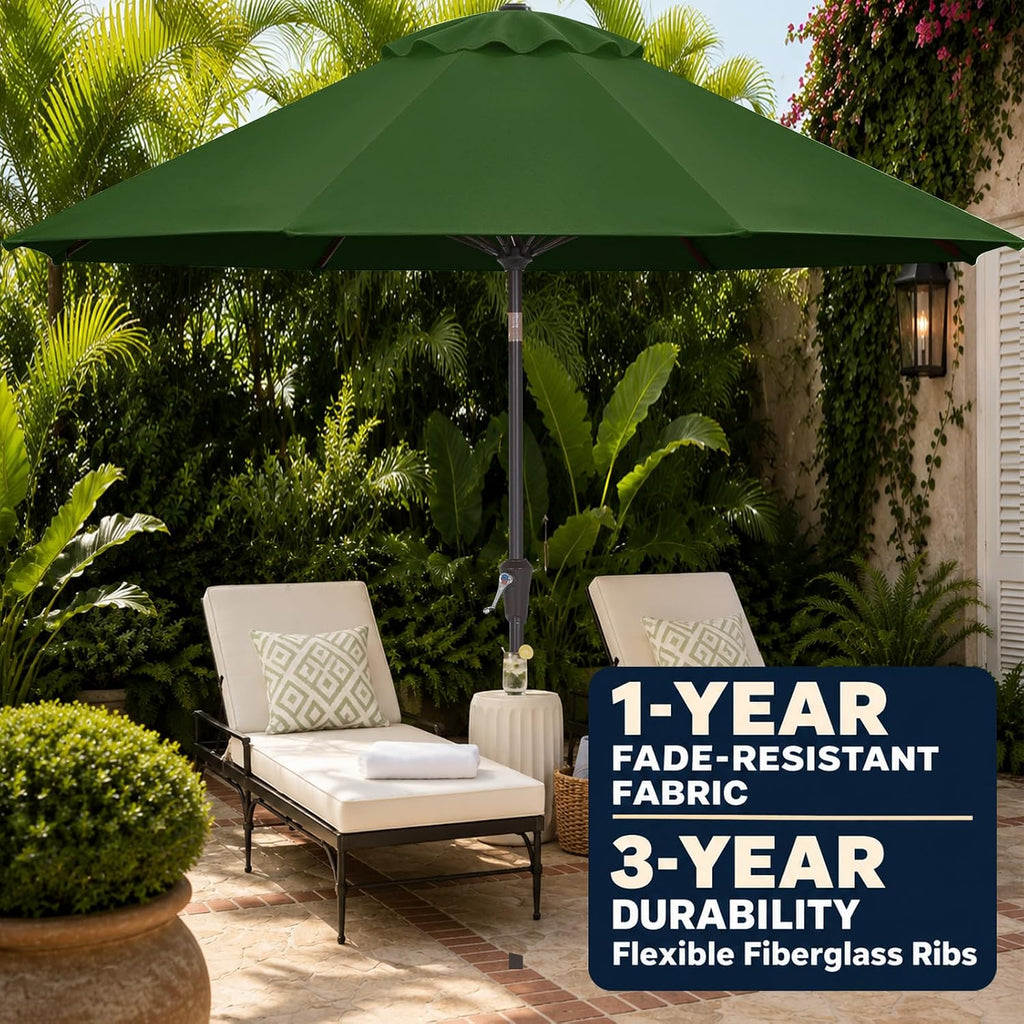 10FT Patio Umbrella Outdoor 8 Ribs Table Umbrella(Forest Green)