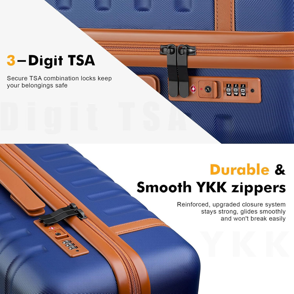 Luggage Sets 3 Piece with Spinner Wheels, Lightweight PC Hardside Suitcase with TSA Lock & YKK Zippers, 20 Inch Carry