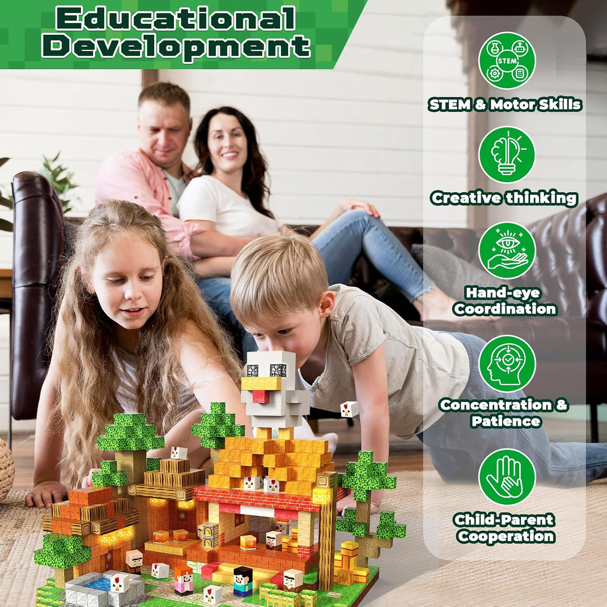 200PCS Magnetic Blocks with Light-Up Blocks, Magnet Building Blocks, Stacking Magent Cubes, STEM Montessori