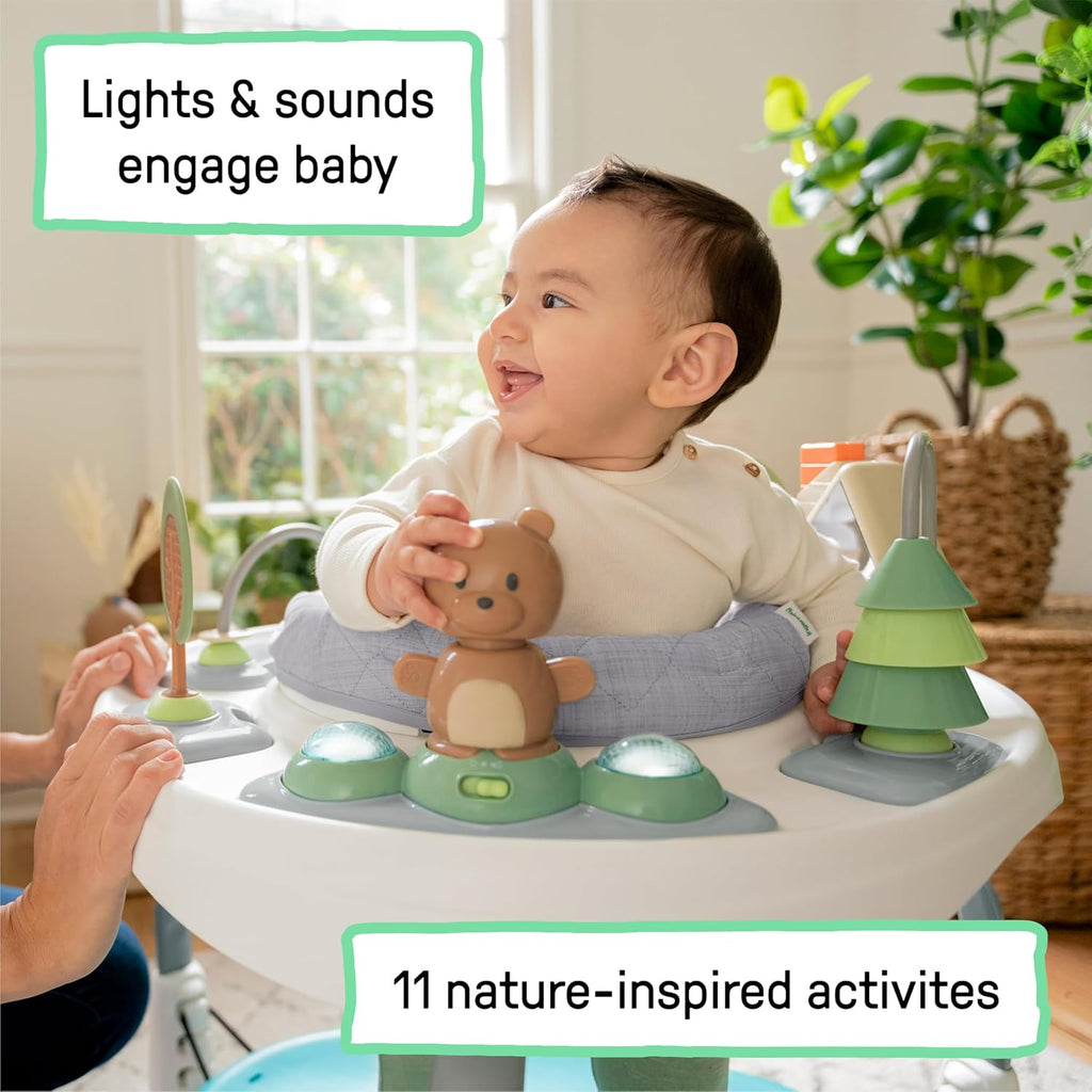 Spring & Sprout 2-in-1 Baby Activity Center Jumper and Table with Infant Toys - Ages 6 Months +, First Forest