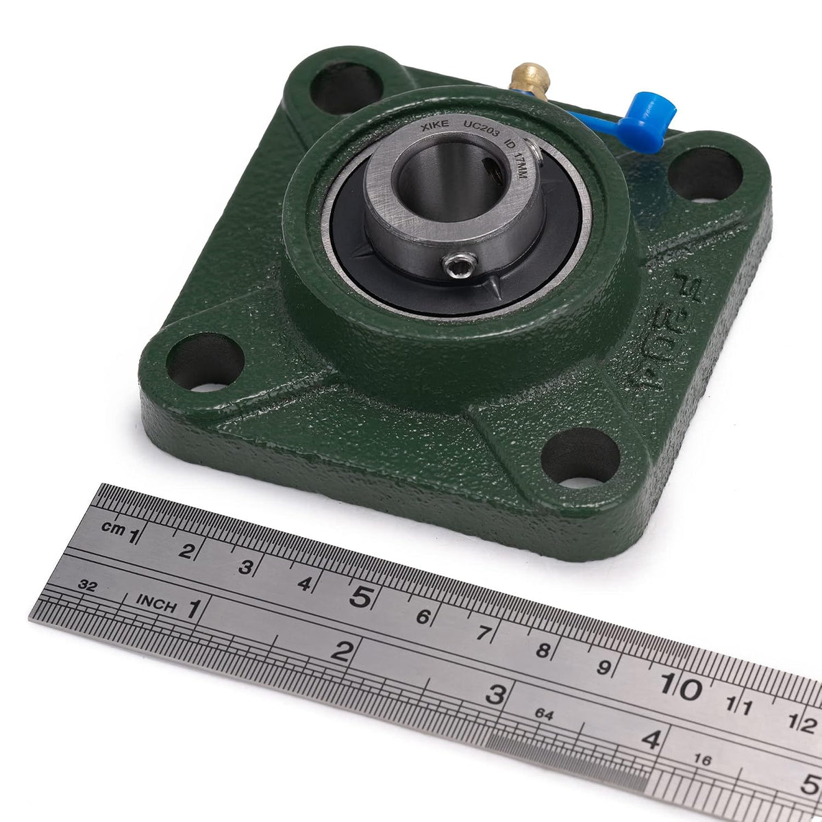 XIKE 2 Pcs UCF203 Bore 17 mm Pillow Block Square Flange Mounted Ball Bearings.