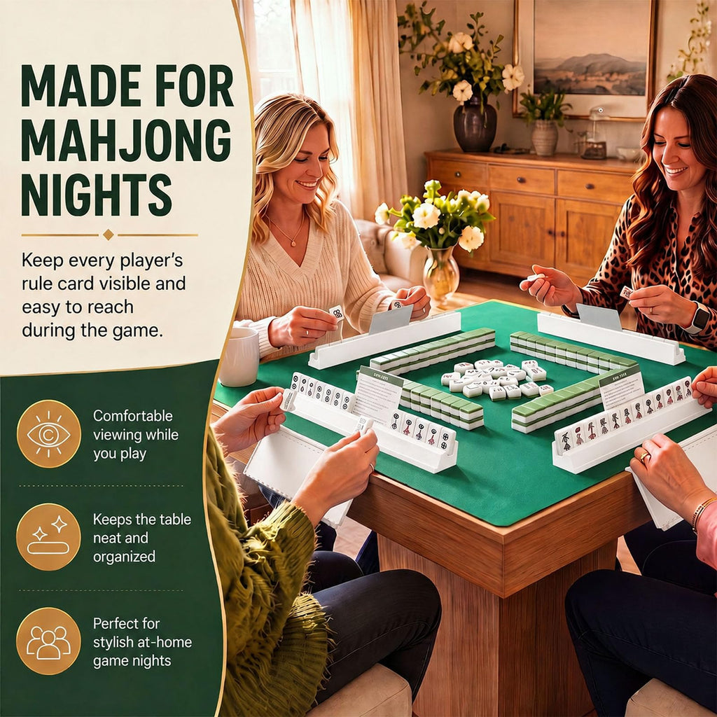 3D Printed Mahjong Card Holder for Table, White, Wavy Style
