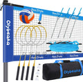 32FT Badminton Volleyball Combo Net Set System for Backyard Lawn Beach | with 4 Height Adjustable 1.25" Poles