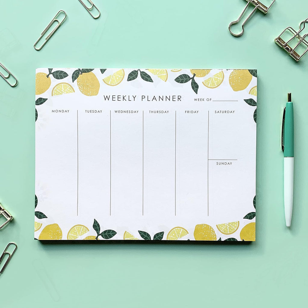 Weekly Planner Notepad - 9x7” inches, 52 tear off sheets - Undated Desk Planner Pad Calendar Notepad Organizer for