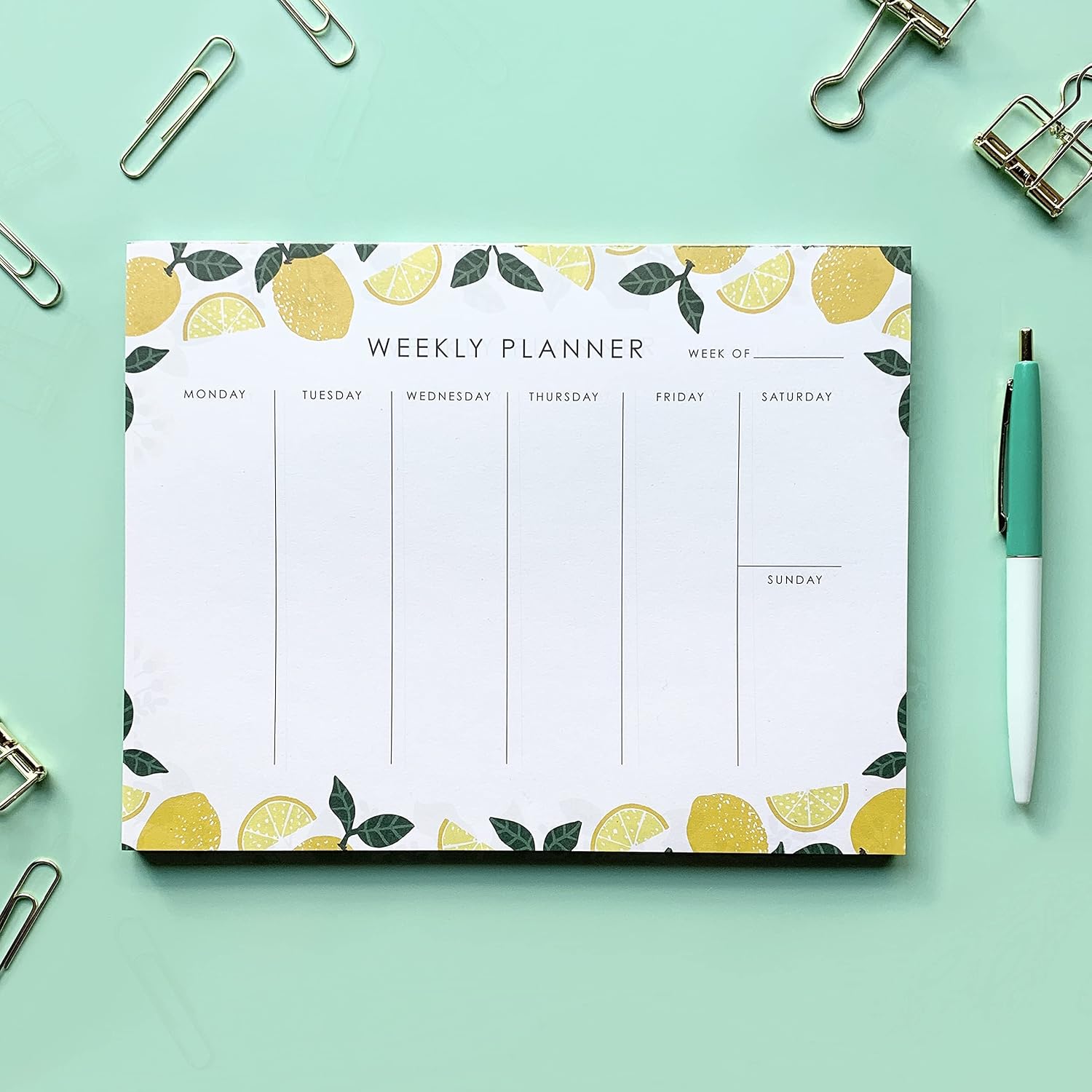 Weekly Planner Notepad - 9x7” inches, 52 tear off sheets - Undated Desk Planner Pad Calendar Notepad Organizer for