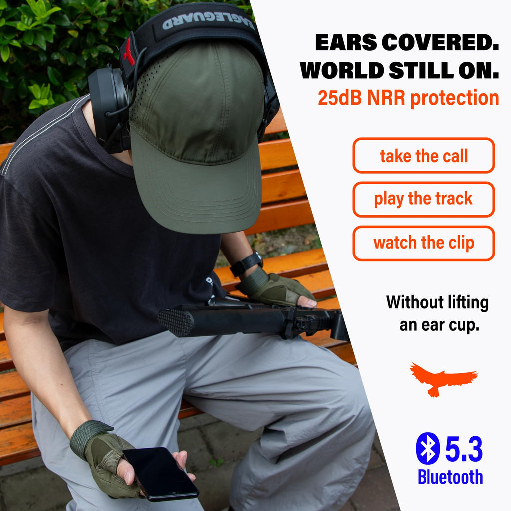 Shooting Ear Protection Earmuffs, Bluetooth, Black