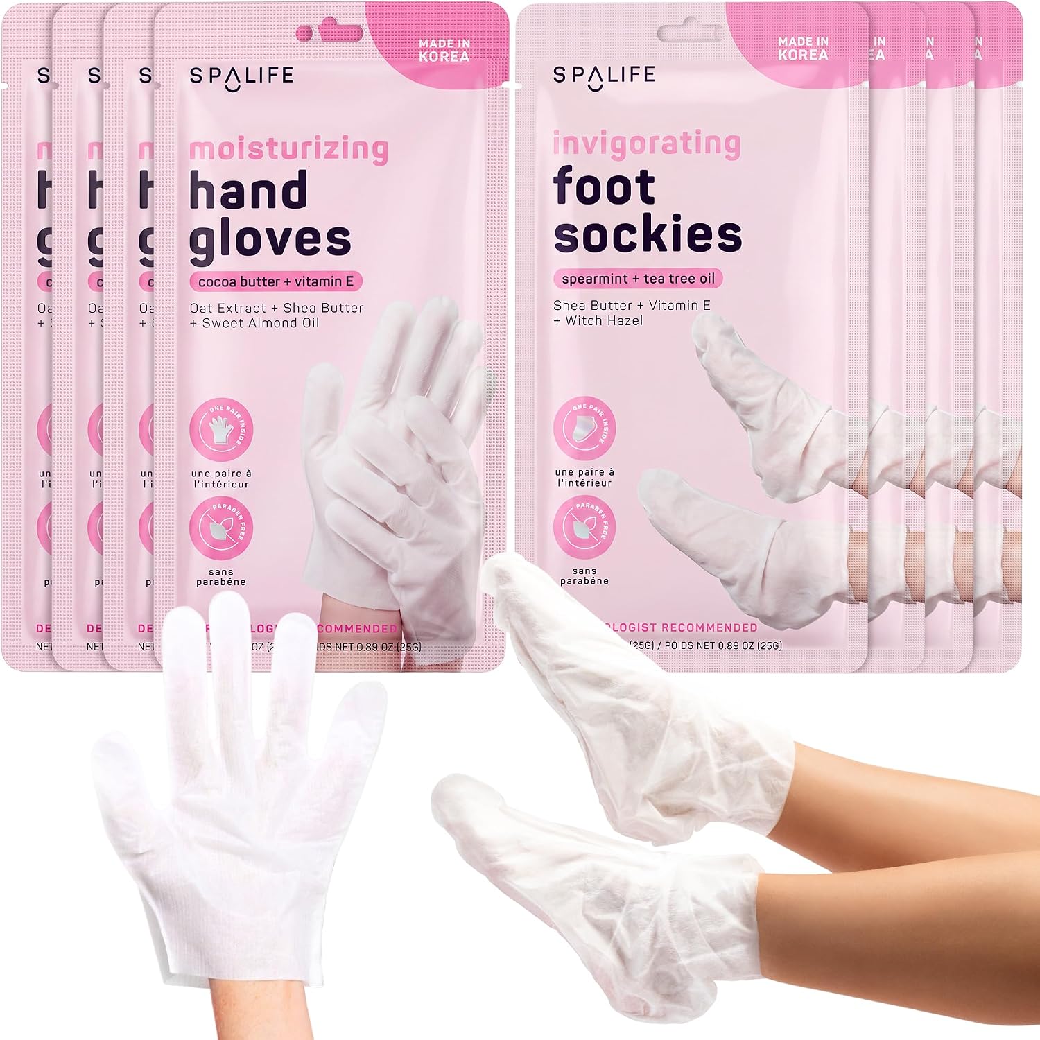Moisturizing Hand Gloves & Foot Mask Socks | Korean Skincare Set for Dry Cracked Hands & Dry Cracked Feet Callus