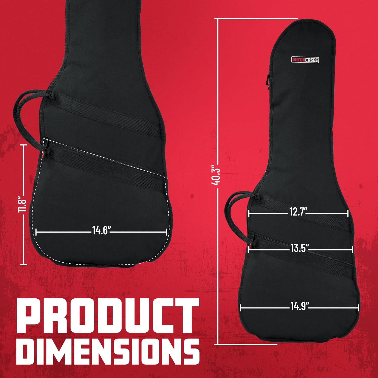 Cases Padded Standard Electric Guitar Gig Bag (GBE-ELECT) | Fits up to 40.3" Length Water-Resistant Nylon 10mm