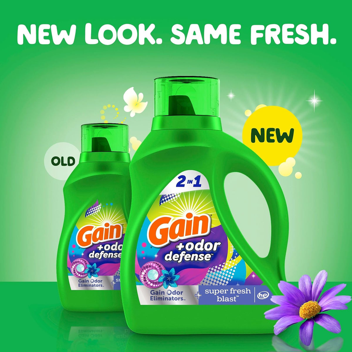 Odor Defense Liquid Laundry Detergent, Super Fresh Blast Scent, 194 fl oz, 134 loads, 2 in 1, Laundry Detergent