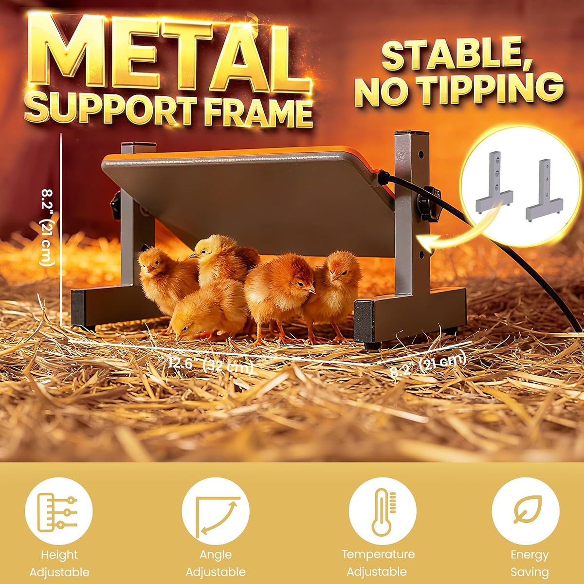 Smart Chick Brooder Heater with Digital Temp & Timer, Adjustable Height & Angle, Radiant Chicken Coop Heater for