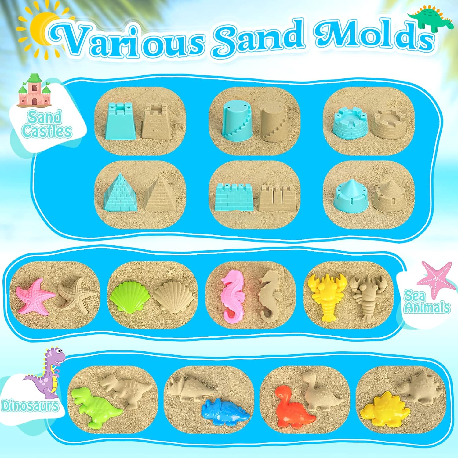 Collapsible Beach Toys for Kids Toddlers, Collapsible Sand Bucket and Shovels Set with Mesh Bag,Travel Sand Castle