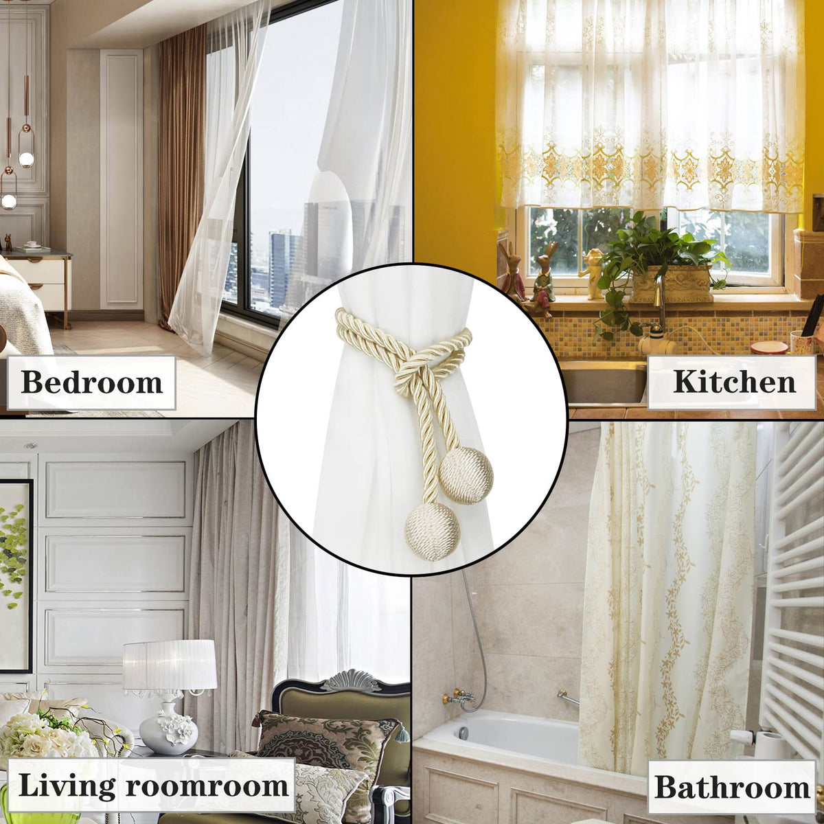 Curtain Tiebacks Outdoor Decorative Rope Tie Backs Drape Holdbacks Nieffeiy